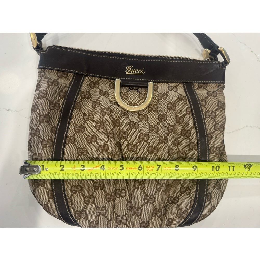 Gucci Abbey Crossbody Shoulder Bag 203257 Gg Canvas Leather Beige Dark Brown/COA - Picture 6 of 7